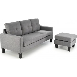 Gerson 180cm grey 3-seater sofa with footrest Halmar