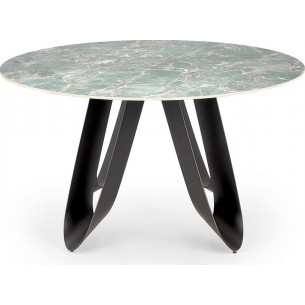 Giovani 135cm green marble&amp;black round table Halmar