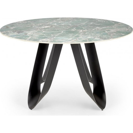 Giovani 135cm green marble&amp;black round table Halmar