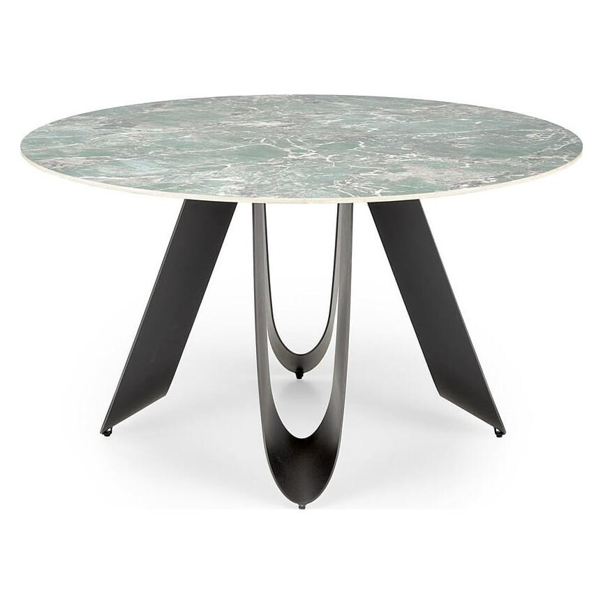 Giovani 135cm green marble&amp;black round table Halmar