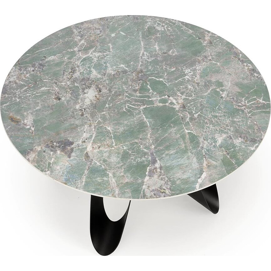 Giovani 135cm green marble&amp;black round table Halmar
