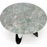 Giovani 135cm green marble&amp;black round table Halmar