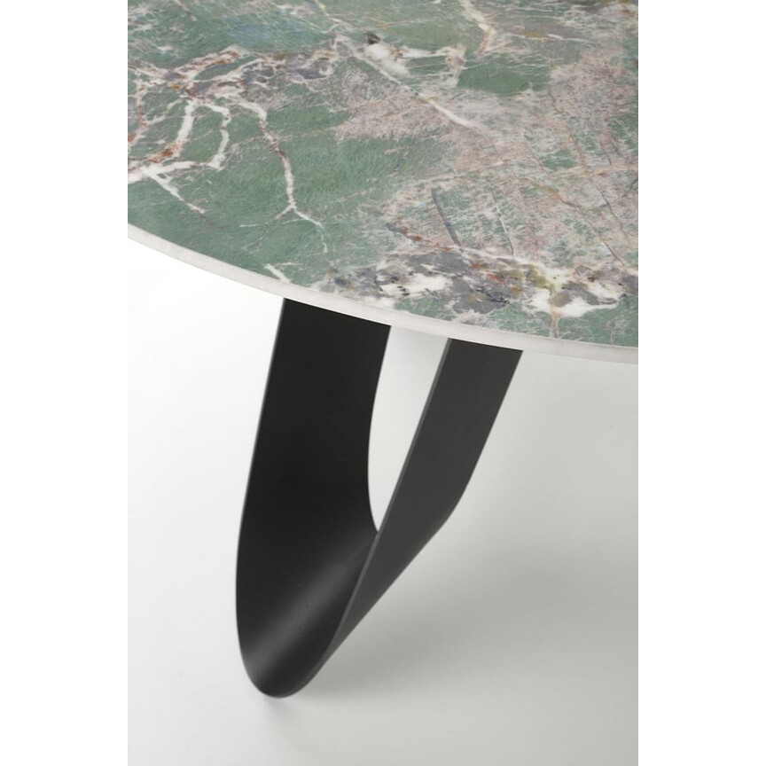 Giovani 135cm green marble&amp;black round table Halmar