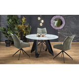 Giovani 135cm green marble&amp;black round table Halmar