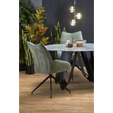 Giovani 135cm green marble&amp;black round table Halmar