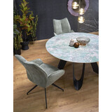 Giovani 135cm green marble&amp;black round table Halmar