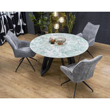 Giovani 135cm green marble&amp;black round table Halmar