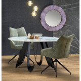 Giovani 135cm green marble&amp;black round table Halmar