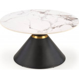Goretti 80cm white marble&amp;black round coffee table Halmar