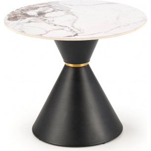 Goretti 60cm white marble&amp;black hourglass side table Halmar