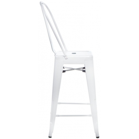 Designerskie Metalowy krzesło barowe z oparciem Paris Back 66 insp. Tolix Białe D2.Design do kuchni.