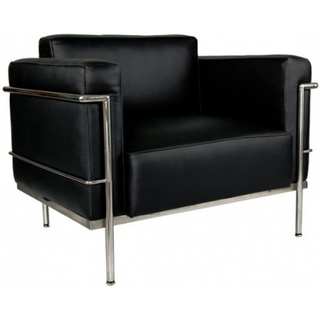 Designerski Fotel skórzany Grande Soft LC Czarny D2.Design do salonu i sypialni.