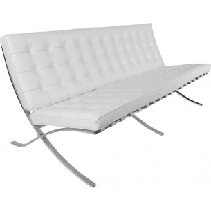 Barcelon white 3 seater leather quilted sofa D2.Design