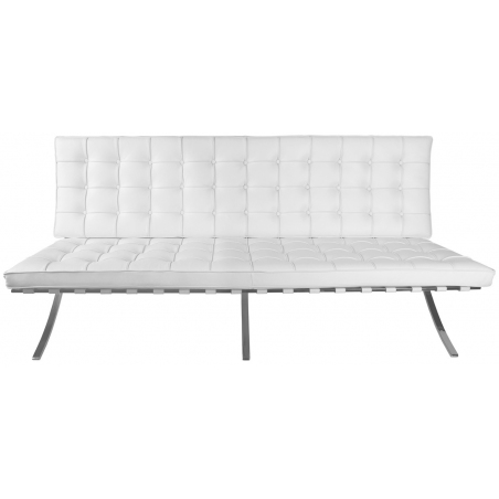 Barcelon white 3 seater leather quilted sofa D2.Design