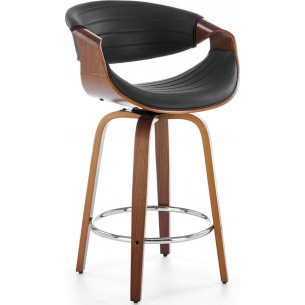 H123 black&amp;walnut wooden bar stool with eco-leather seat Halmar