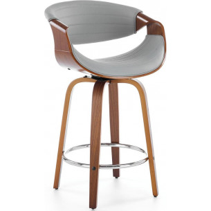 H123 ash&amp;walnut wooden bar stool with eco-leather seat Halmar