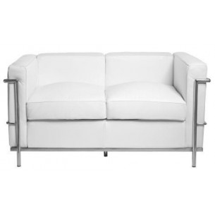 LC white 2 seater leather sofa D2.Design