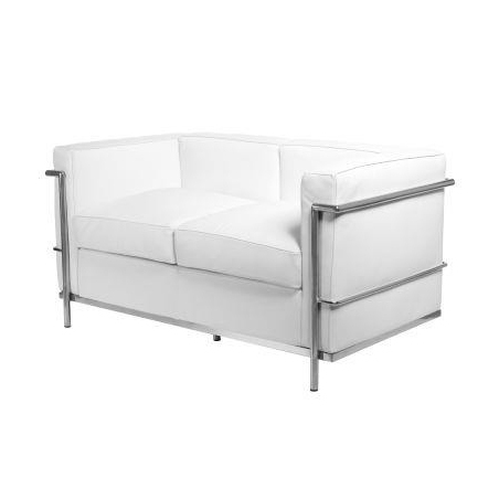 LC white 2 seater leather sofa D2.Design