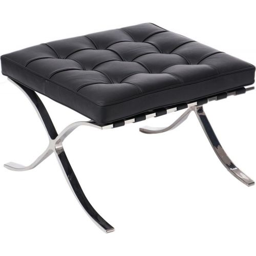 Barcelon (Ottoman) black quilted leather footstool insp. D2.Design