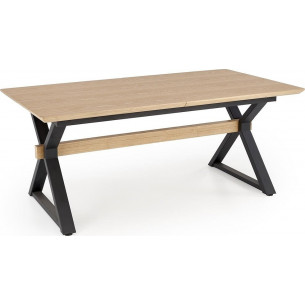 Henry 180-300x100cm natural&amp;black extendable veneered coffee table Halmar