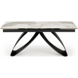 Hilario 180-260x90cm white marble&amp;black extendable table Halmar