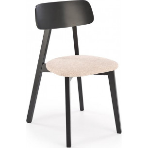 Hylo beige&amp;black wooden chair with upholstered seat Halmar