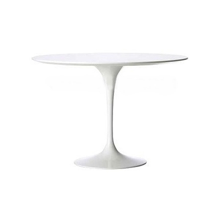 Stylowy Stół okrągły na jednej nodze Tulipan MDF 120 Biały D2.Design do kuchni, jadalni i salonu.