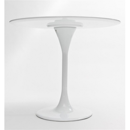 Stylowy Stół okrągły na jednej nodze Tulipan MDF 120 Biały D2.Design do kuchni, jadalni i salonu.
