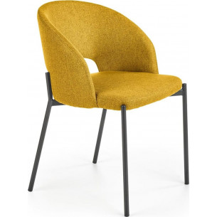 K373 mustard upholstered "shell" chair with armrests Halmar