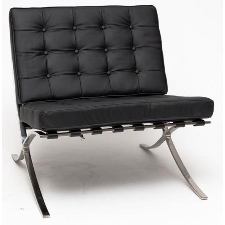 Designerski Fotel skórzany Barcelon Single Czarny D2.Design do salonu i sypialni.