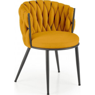 K516 mustard upholstered chair with woven backrest Halmar