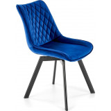 K520 navy blue velvet chair with quilted backrest Halmar