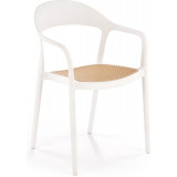 K530 white&amp;natural boho plastic chair Halmar