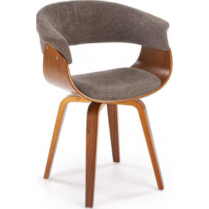 K545 grey&amp;walnut wooden upholstered chair Halmar