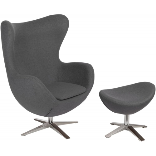 Jajo grey upholstered swivel armchair with footrest D2.Design