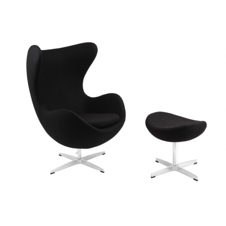 Jajo Cashmere black swivel armchair with footrest D2.Design