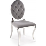 K555 ash gray&amp;silver velvet chair with quilted backrest Halmar