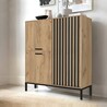 Lamino KM2 94x40x108cm oak craft&amp;black chest of drawers with slats Halmar