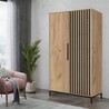 Lamino 94x56x191cm oak craft&amp;black cabinet with legs and slats Halmar