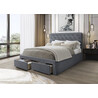 Marisol 160x200cm grey bed with drawers and quilted headboard Halmar