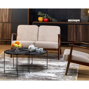 Milano 120cm walnut&amp;beige prl&amp;vintage 2-seater sofa Halmar