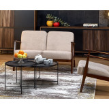 Sofa 2 osobowa prl / vintage Milano 120cm orzech / beż Castel 15 Halmar