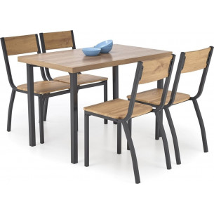 Milton natural&amp;black set table + 4 chairs Halmar