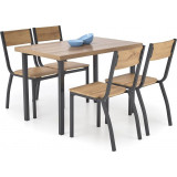 Milton natural&amp;black set table + 4 chairs Halmar