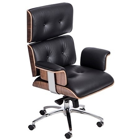 Designerski Fotel gabinetowy skórzany VIP Czarny D2.Design do komputera.