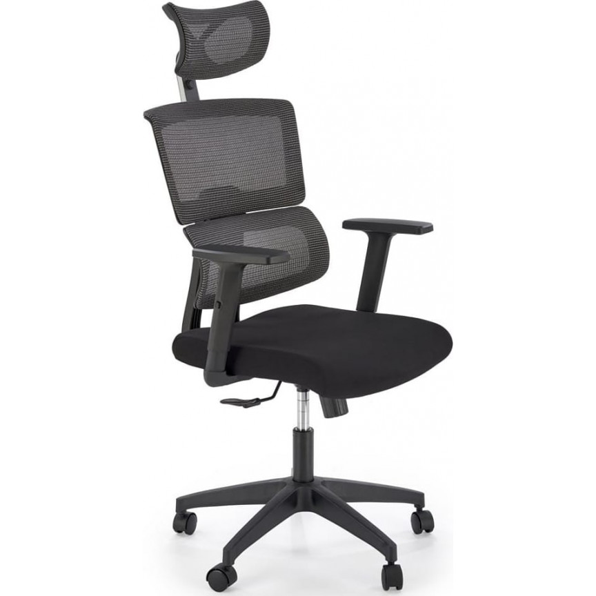 Pablo grey&amp;black office chair with adjustment and headrest Halmar