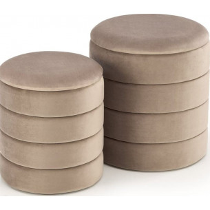 Pacho beige set of velvet poufs Halmar