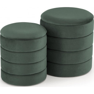 Pacho dark green set of velvet poufs Halmar