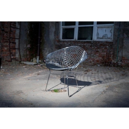 HarryArm insp. Diamond chrome&amp;black wire chair with armrests D2.Design