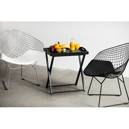 HarryArm insp. Diamond chrome&amp;black wire chair with armrests D2.Design